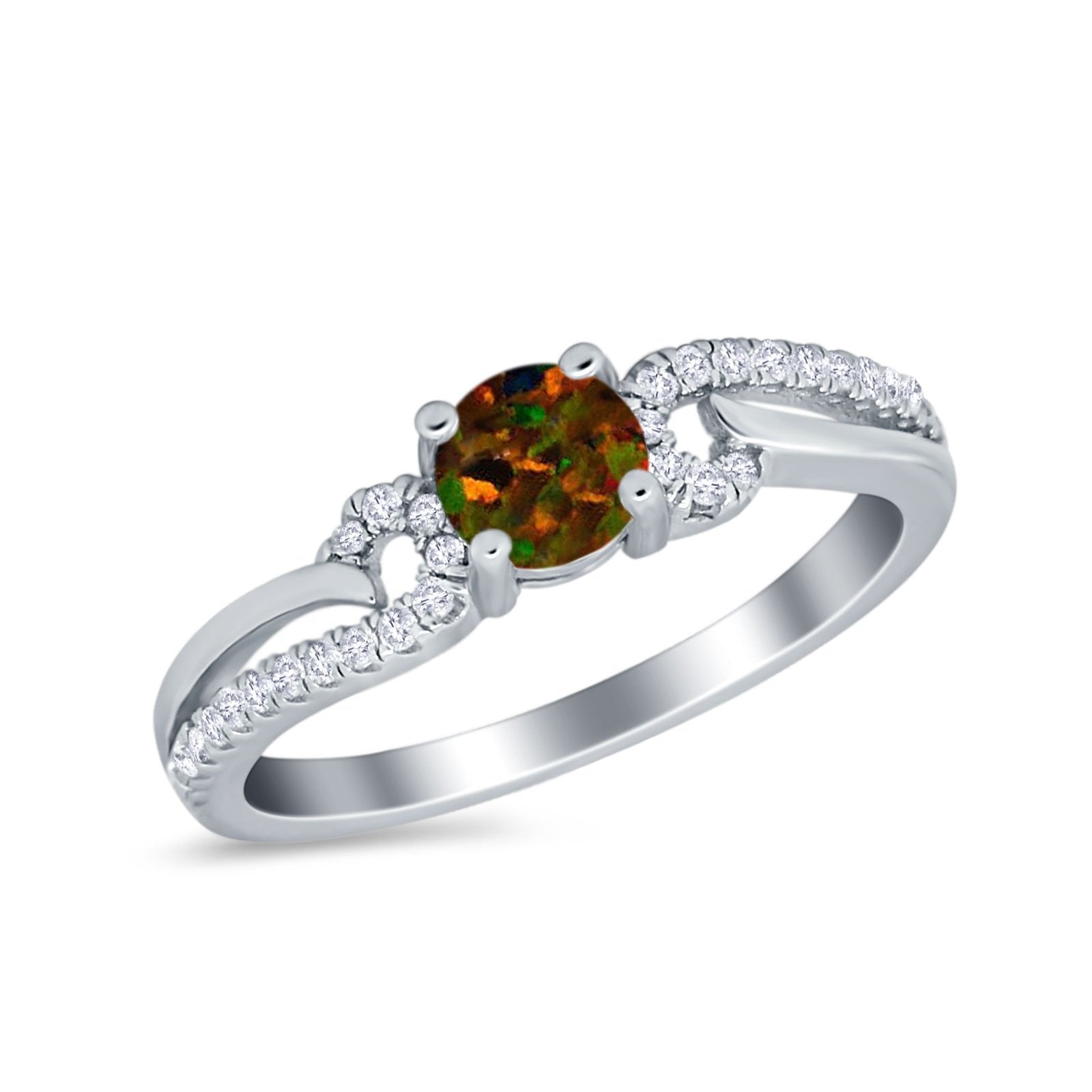 Engagement Bridal Ring Round Simulated Cubic Zirconia 925 Sterling Silver