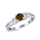 Engagement Bridal Ring Round Simulated Cubic Zirconia 925 Sterling Silver