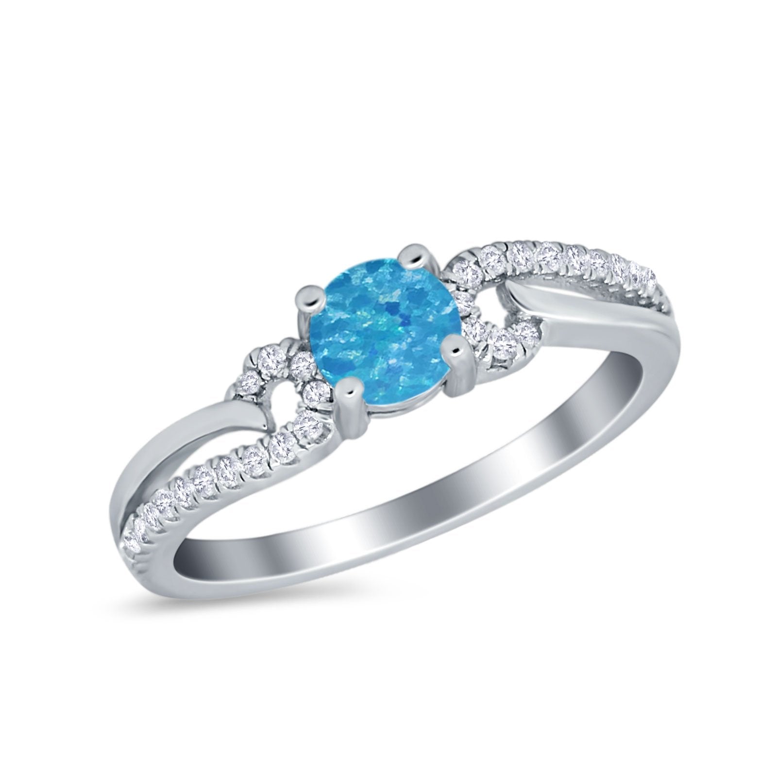 Engagement Bridal Ring Round Simulated Cubic Zirconia 925 Sterling Silver