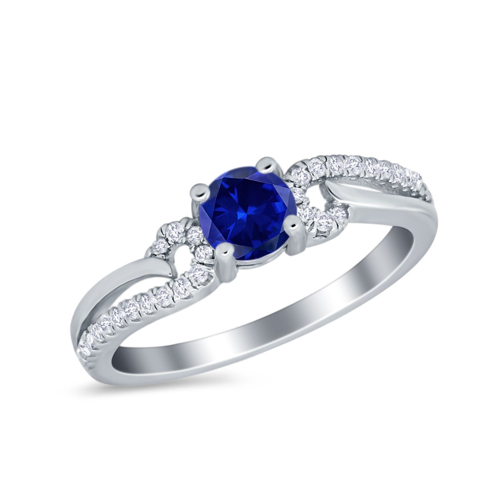 Engagement Bridal Ring Round Simulated Cubic Zirconia 925 Sterling Silver