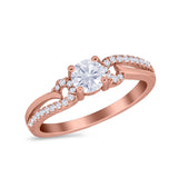 Engagement Bridal Ring Round Simulated Cubic Zirconia 925 Sterling Silver