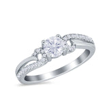 Engagement Bridal Ring Round Simulated Cubic Zirconia 925 Sterling Silver