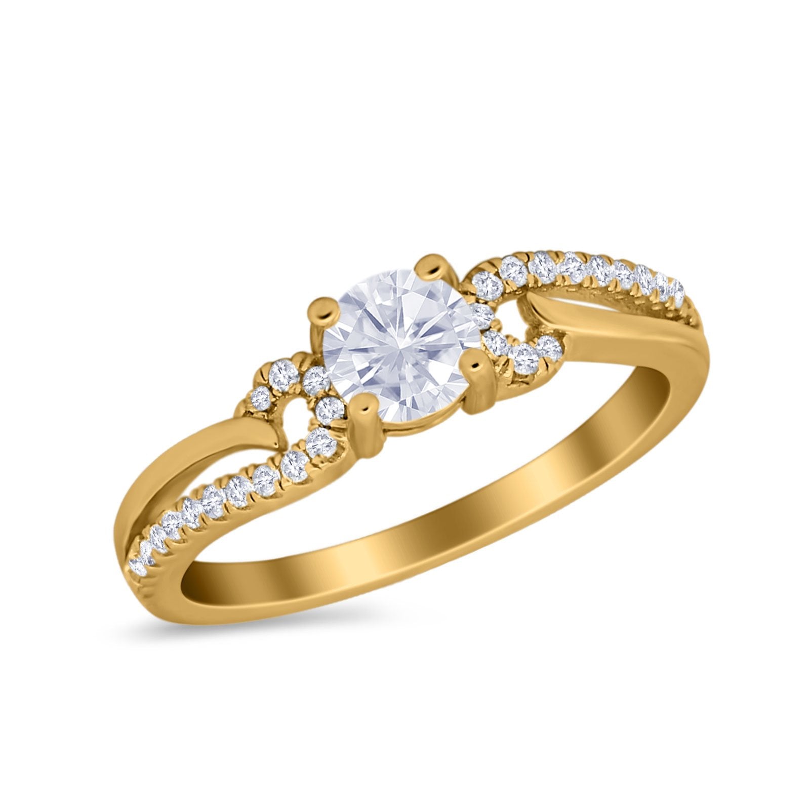 Engagement Bridal Ring Round Simulated Cubic Zirconia 925 Sterling Silver