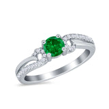 Engagement Bridal Ring Round Simulated Cubic Zirconia 925 Sterling Silver