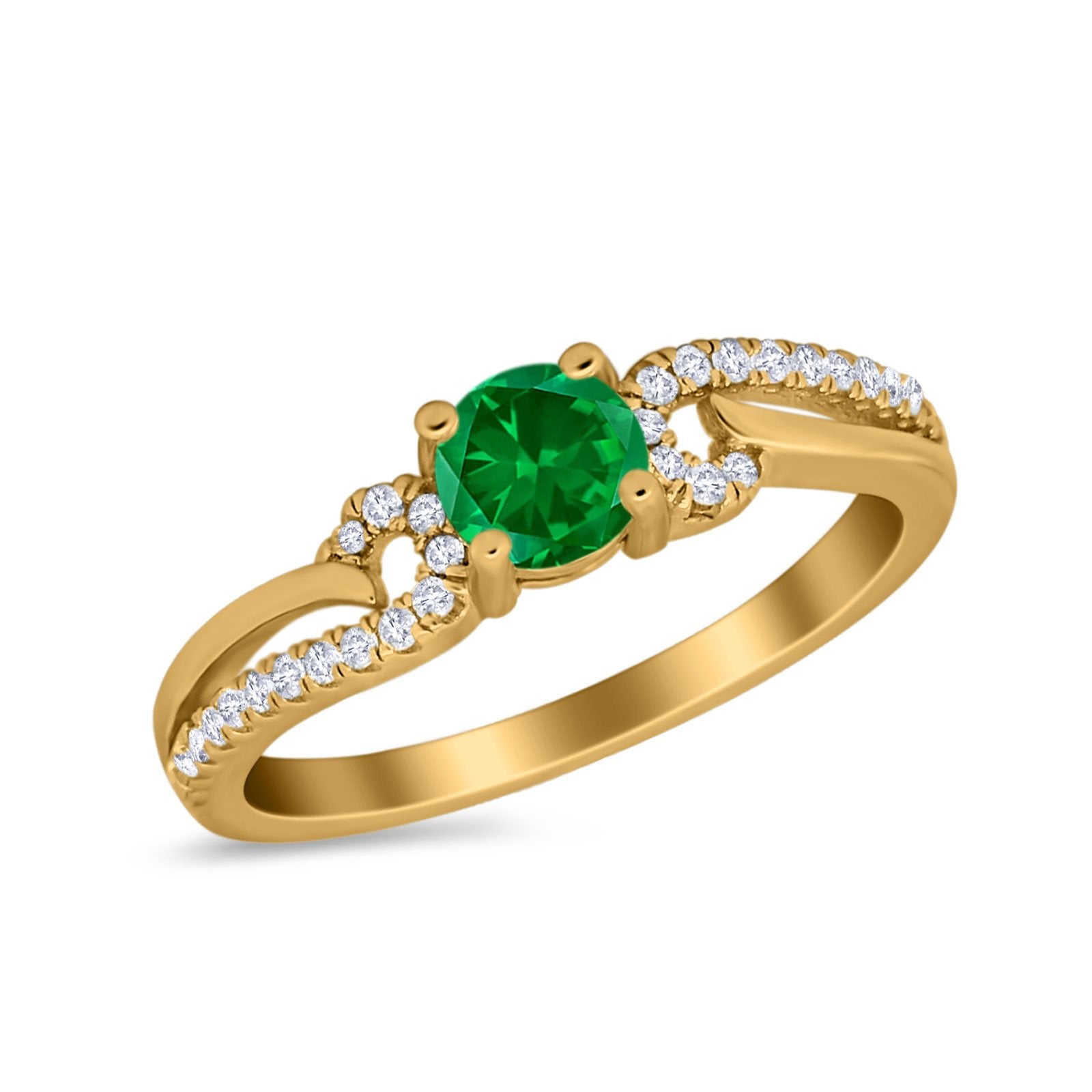 Engagement Bridal Ring Round Simulated Cubic Zirconia 925 Sterling Silver