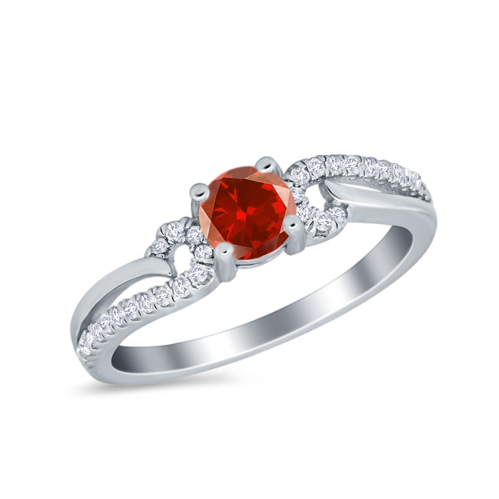 Engagement Bridal Ring Round Simulated Cubic Zirconia 925 Sterling Silver