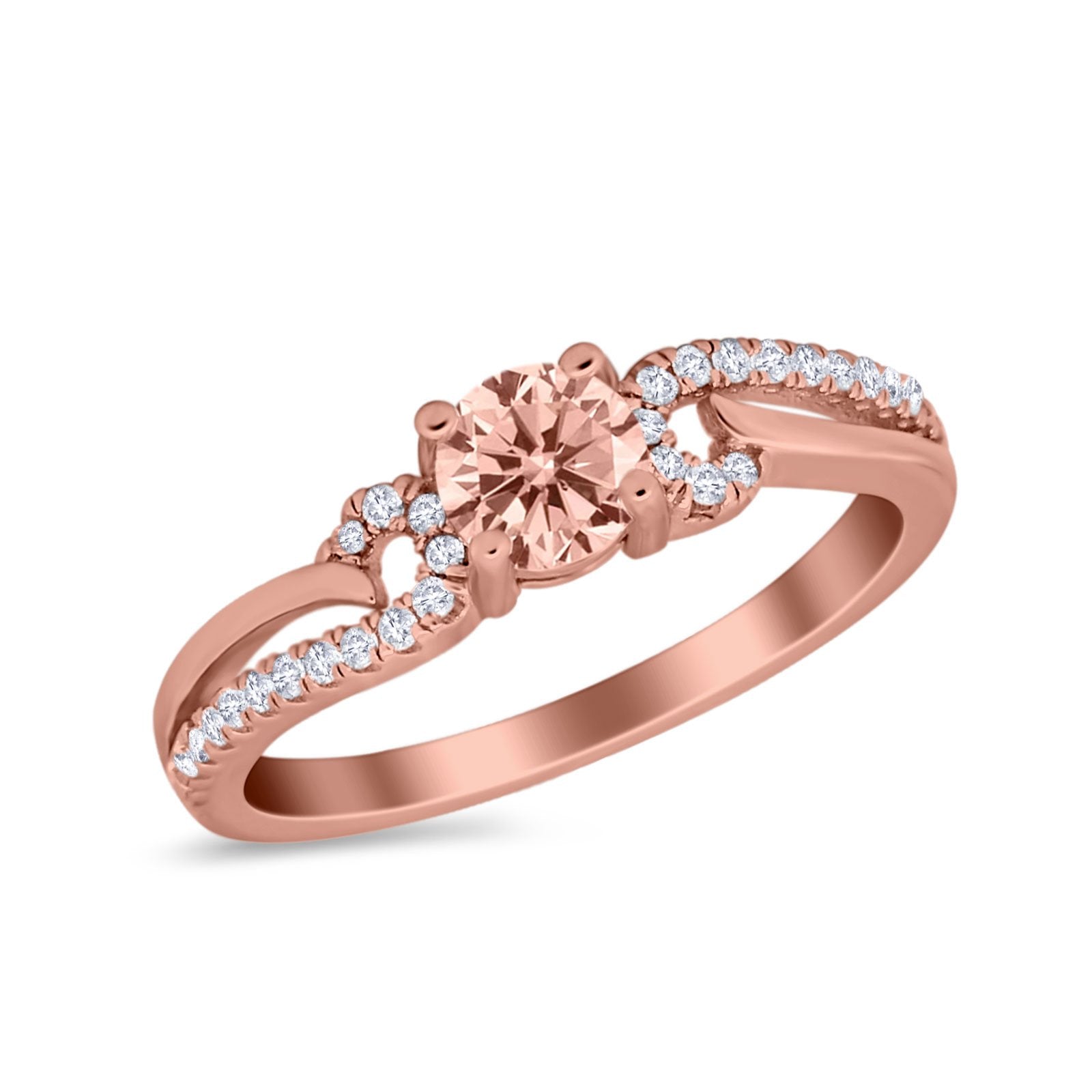 Engagement Bridal Ring Round Simulated Cubic Zirconia 925 Sterling Silver