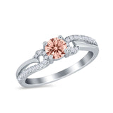 Engagement Bridal Ring Round Simulated Cubic Zirconia 925 Sterling Silver