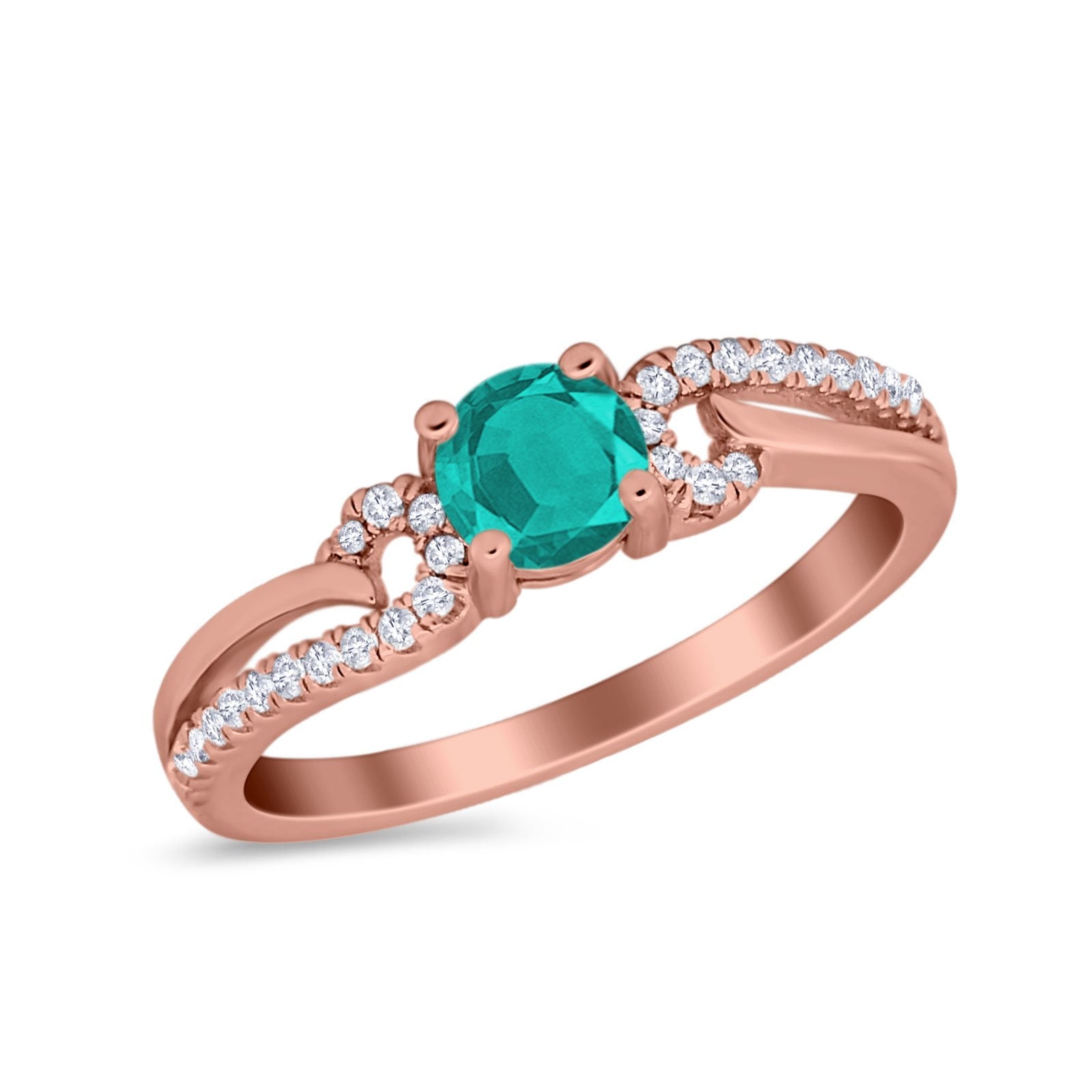 Engagement Bridal Ring Round Simulated Cubic Zirconia 925 Sterling Silver