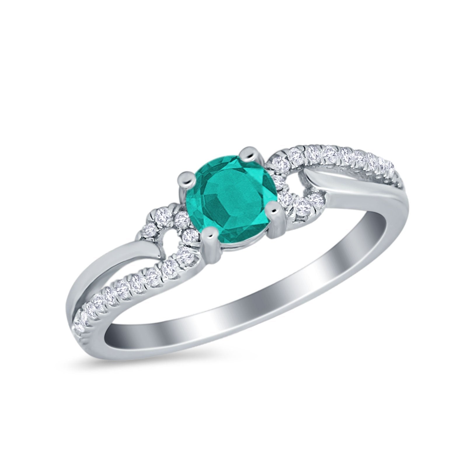 Engagement Bridal Ring Round Simulated Cubic Zirconia 925 Sterling Silver