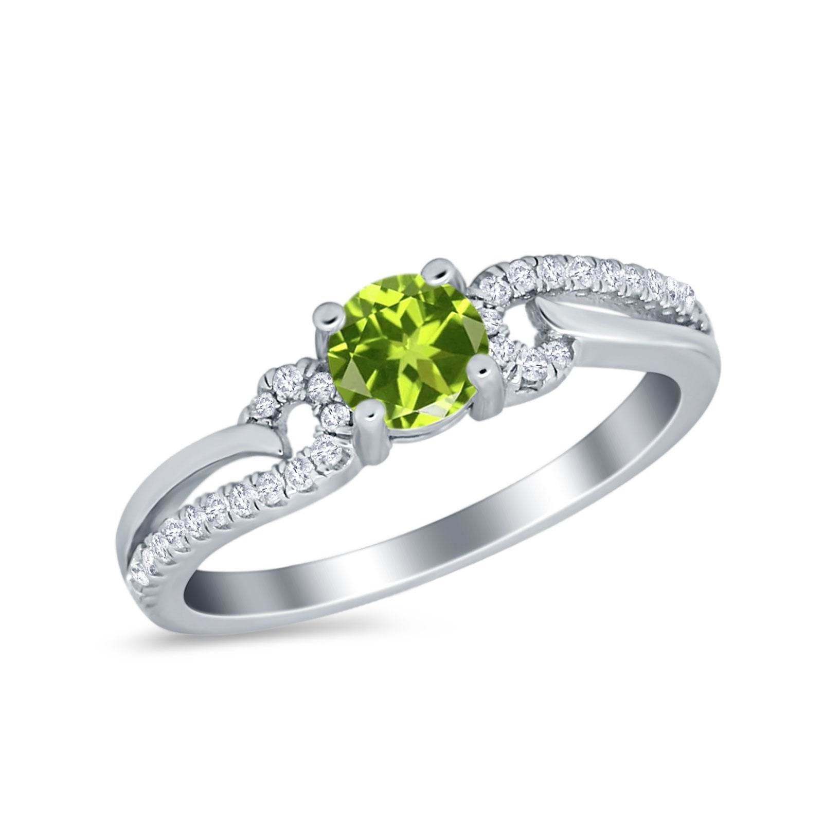 Engagement Bridal Ring Round Simulated Cubic Zirconia 925 Sterling Silver