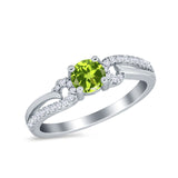 Engagement Bridal Ring Round Simulated Cubic Zirconia 925 Sterling Silver