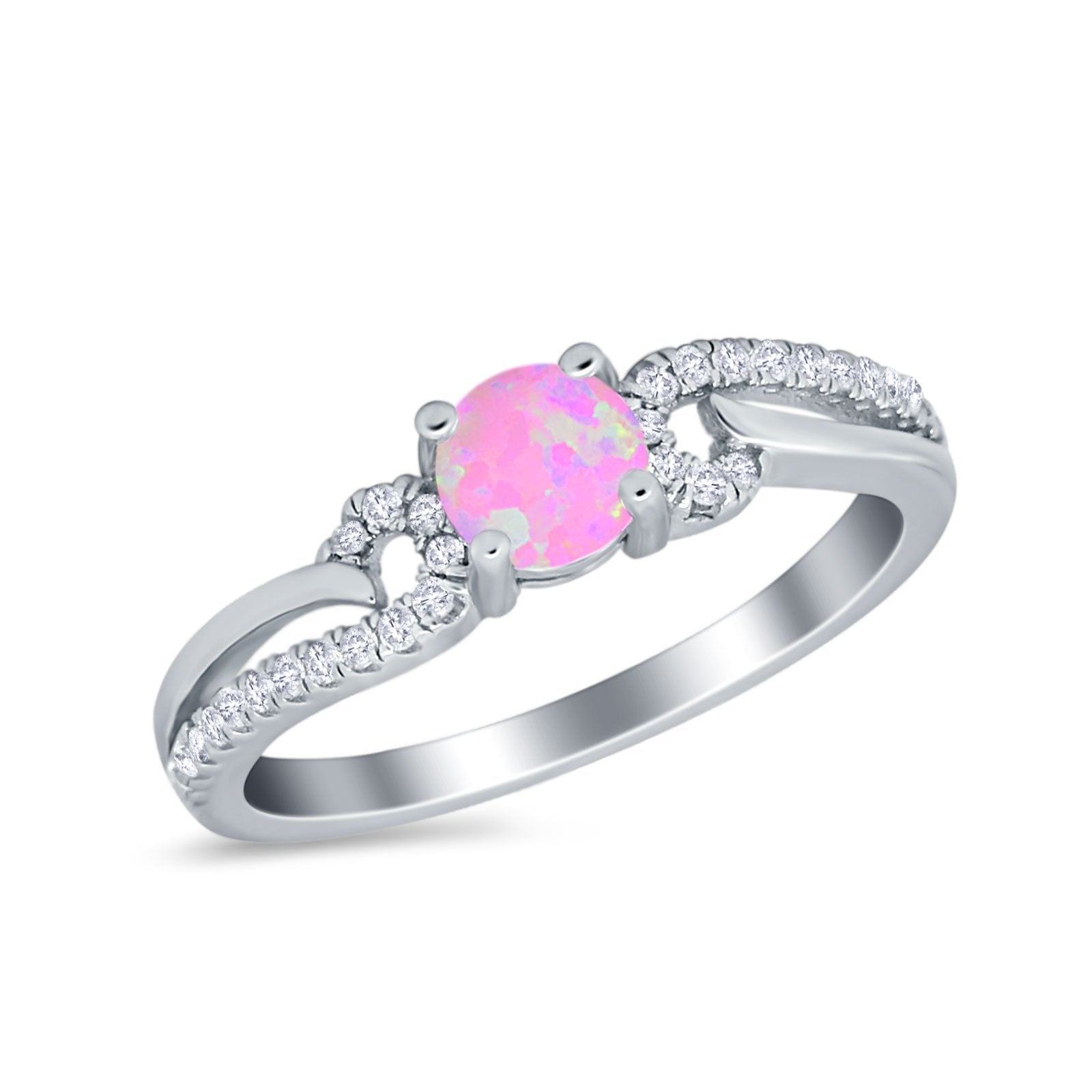 Engagement Bridal Ring Round Simulated Cubic Zirconia 925 Sterling Silver