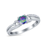 Engagement Bridal Ring Round Simulated Cubic Zirconia 925 Sterling Silver