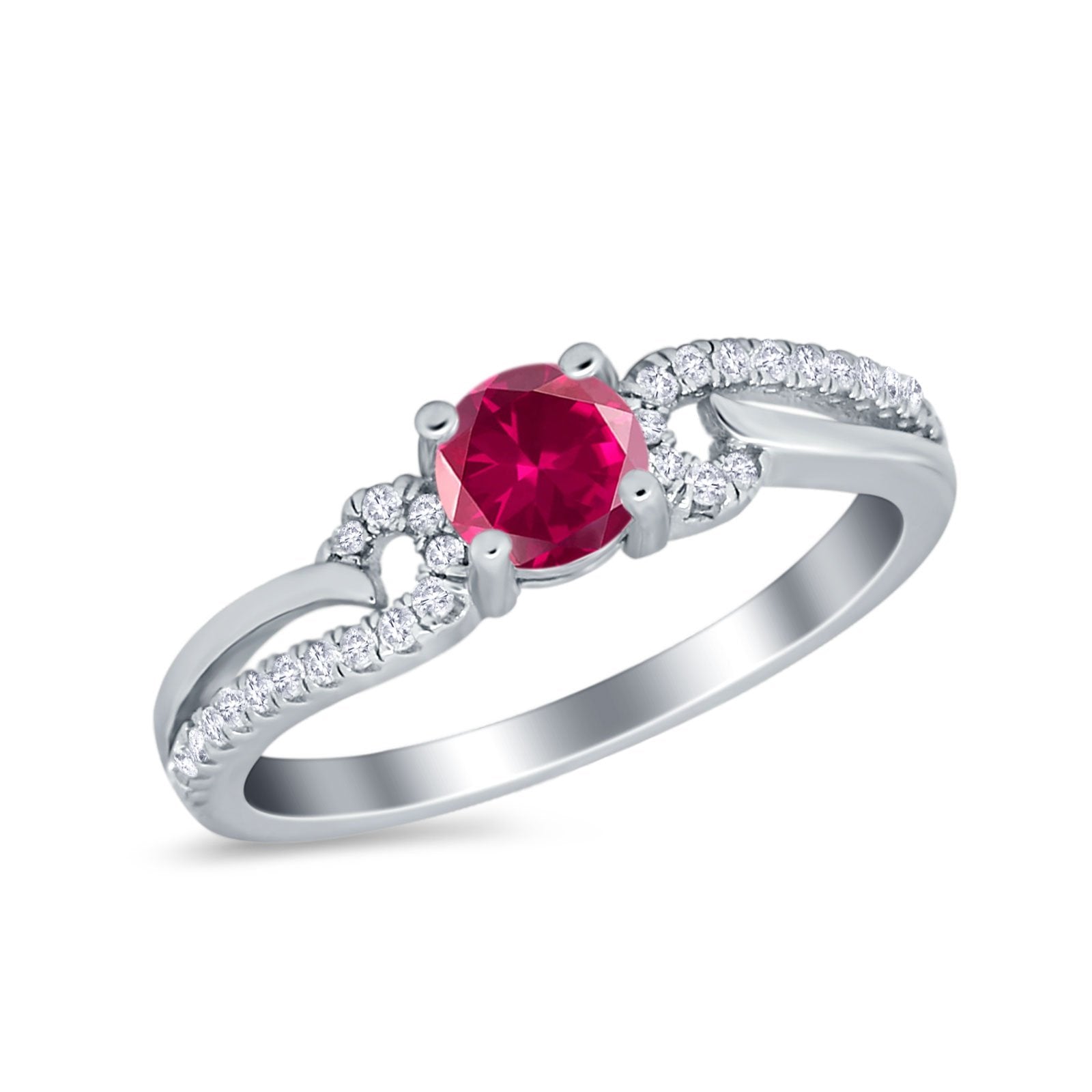 Engagement Bridal Ring Round Simulated Cubic Zirconia 925 Sterling Silver