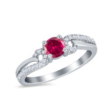 Engagement Bridal Ring Round Simulated Cubic Zirconia 925 Sterling Silver