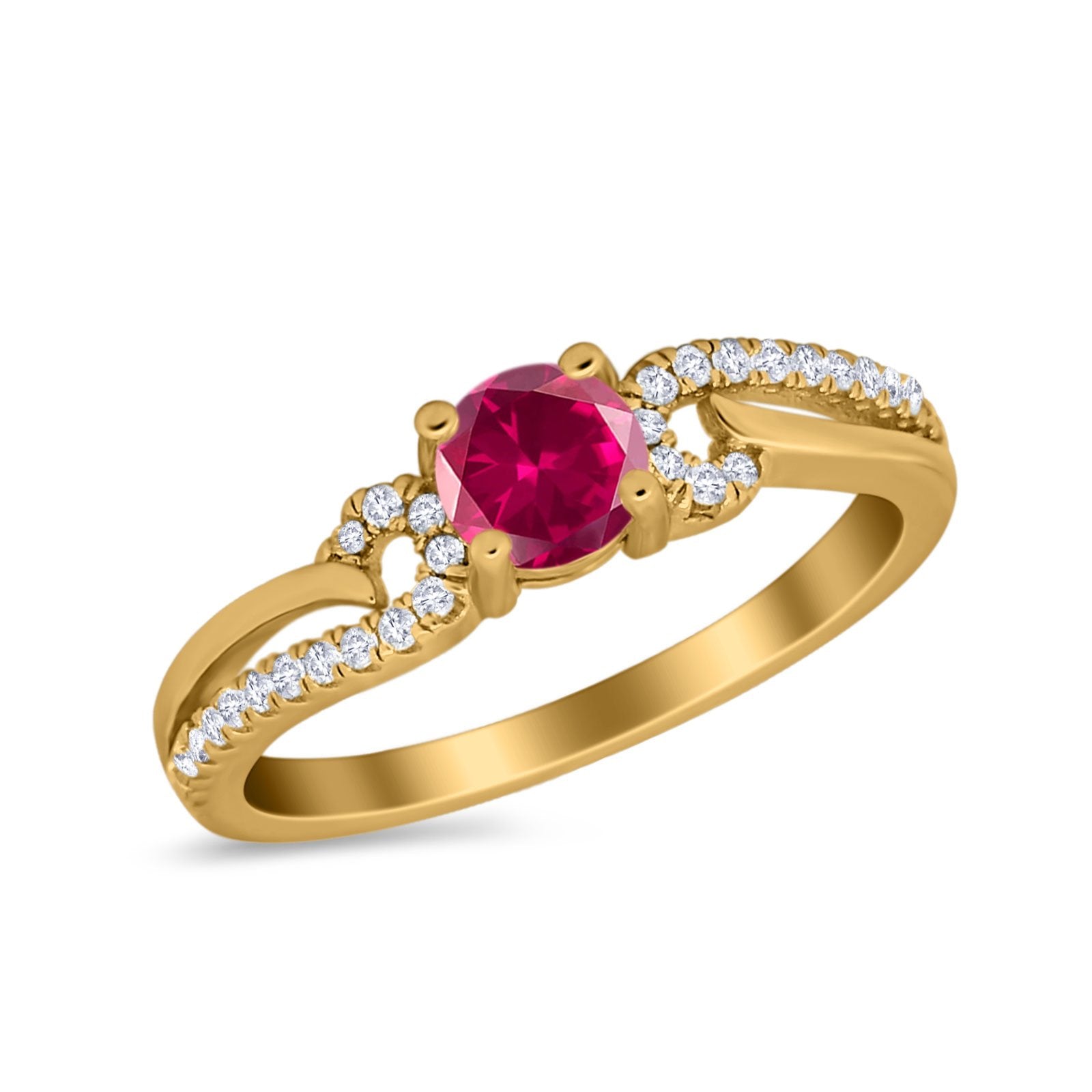 Engagement Bridal Ring Round Simulated Cubic Zirconia 925 Sterling Silver