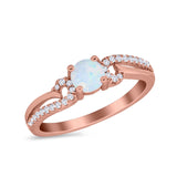 Engagement Bridal Ring Round Simulated Cubic Zirconia 925 Sterling Silver