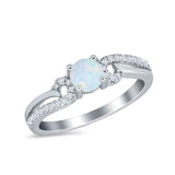 Engagement Bridal Ring Round Simulated Cubic Zirconia 925 Sterling Silver