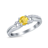 Engagement Bridal Ring Round Simulated Cubic Zirconia 925 Sterling Silver