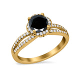 Halo Art Deco Wedding Ring Round Simulated Cubic Zirconia 925 Sterling Silver