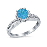 Halo Art Deco Wedding Ring Round Simulated Cubic Zirconia 925 Sterling Silver