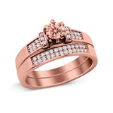 Two Piece Bridal Set Wedding Simulated Cubic Zirconia Ring 925 Sterling Silver