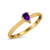 Petite Dainty Teardrop Wedding Ring Simulated Cubic Zirconia 925 Sterling Silver