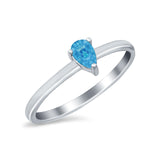 Petite Dainty Teardrop Wedding Ring Simulated Cubic Zirconia 925 Sterling Silver