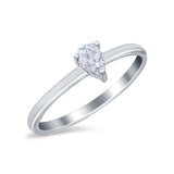 Petite Dainty Teardrop Wedding Ring Simulated Cubic Zirconia 925 Sterling Silver