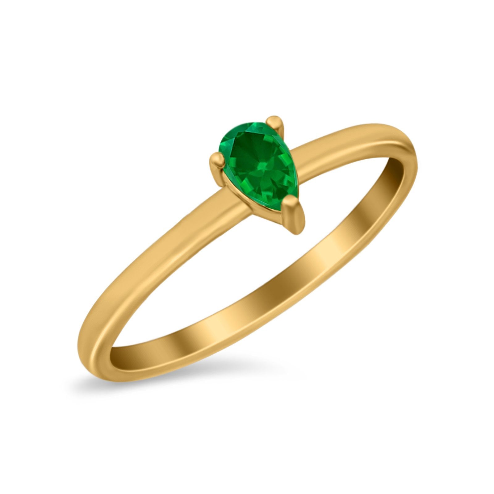 Petite Dainty Teardrop Wedding Ring Simulated Cubic Zirconia 925 Sterling Silver