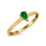 Petite Dainty Teardrop Wedding Ring Simulated Cubic Zirconia 925 Sterling Silver