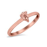 Petite Dainty Teardrop Wedding Ring Simulated Cubic Zirconia 925 Sterling Silver