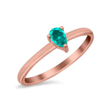 Petite Dainty Teardrop Wedding Ring Simulated Cubic Zirconia 925 Sterling Silver