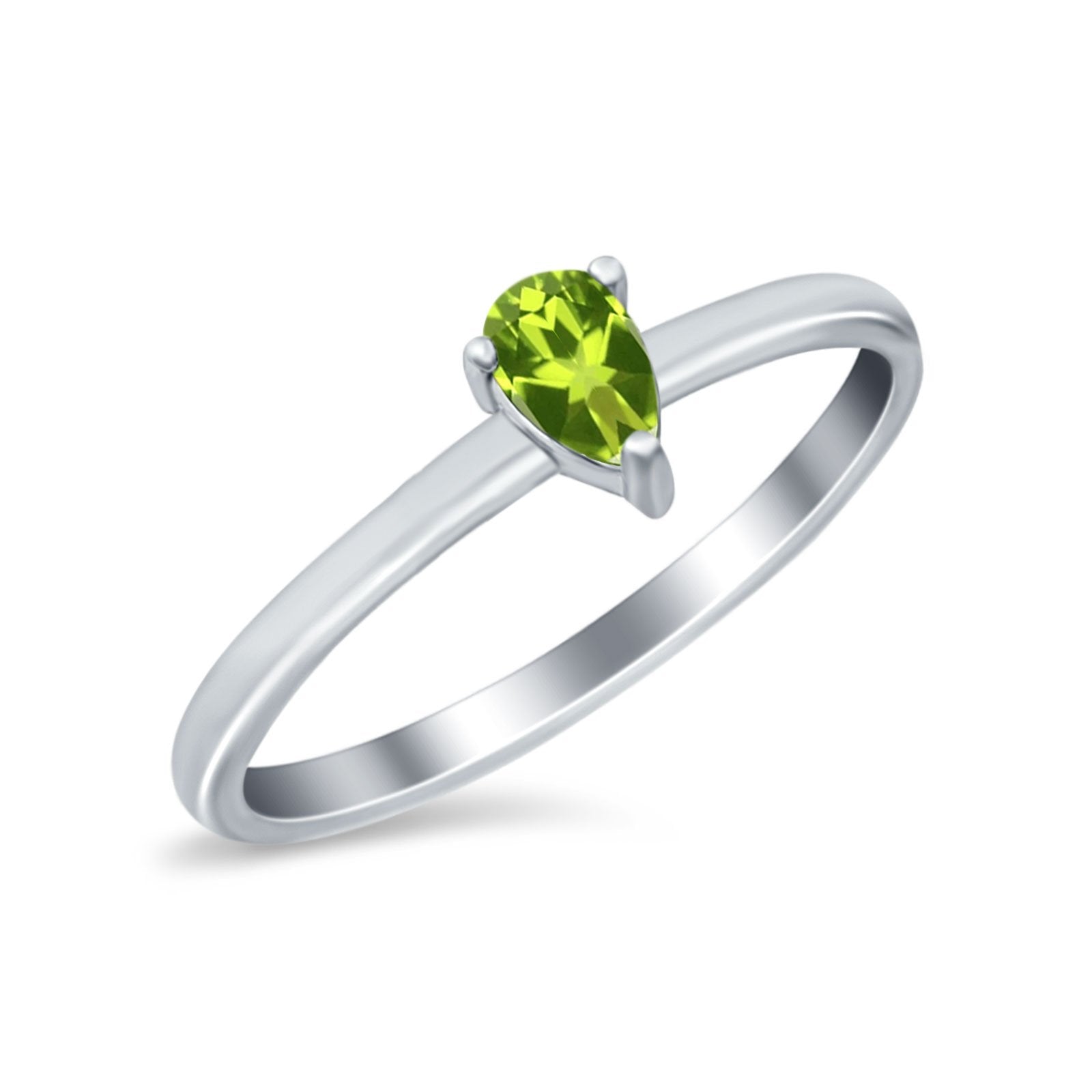 Petite Dainty Teardrop Wedding Ring Simulated Cubic Zirconia 925 Sterling Silver