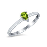 Petite Dainty Teardrop Wedding Ring Simulated Cubic Zirconia 925 Sterling Silver