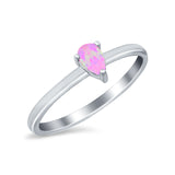 Petite Dainty Teardrop Wedding Ring Simulated Cubic Zirconia 925 Sterling Silver