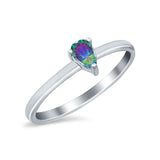 Petite Dainty Teardrop Wedding Ring Simulated Cubic Zirconia 925 Sterling Silver