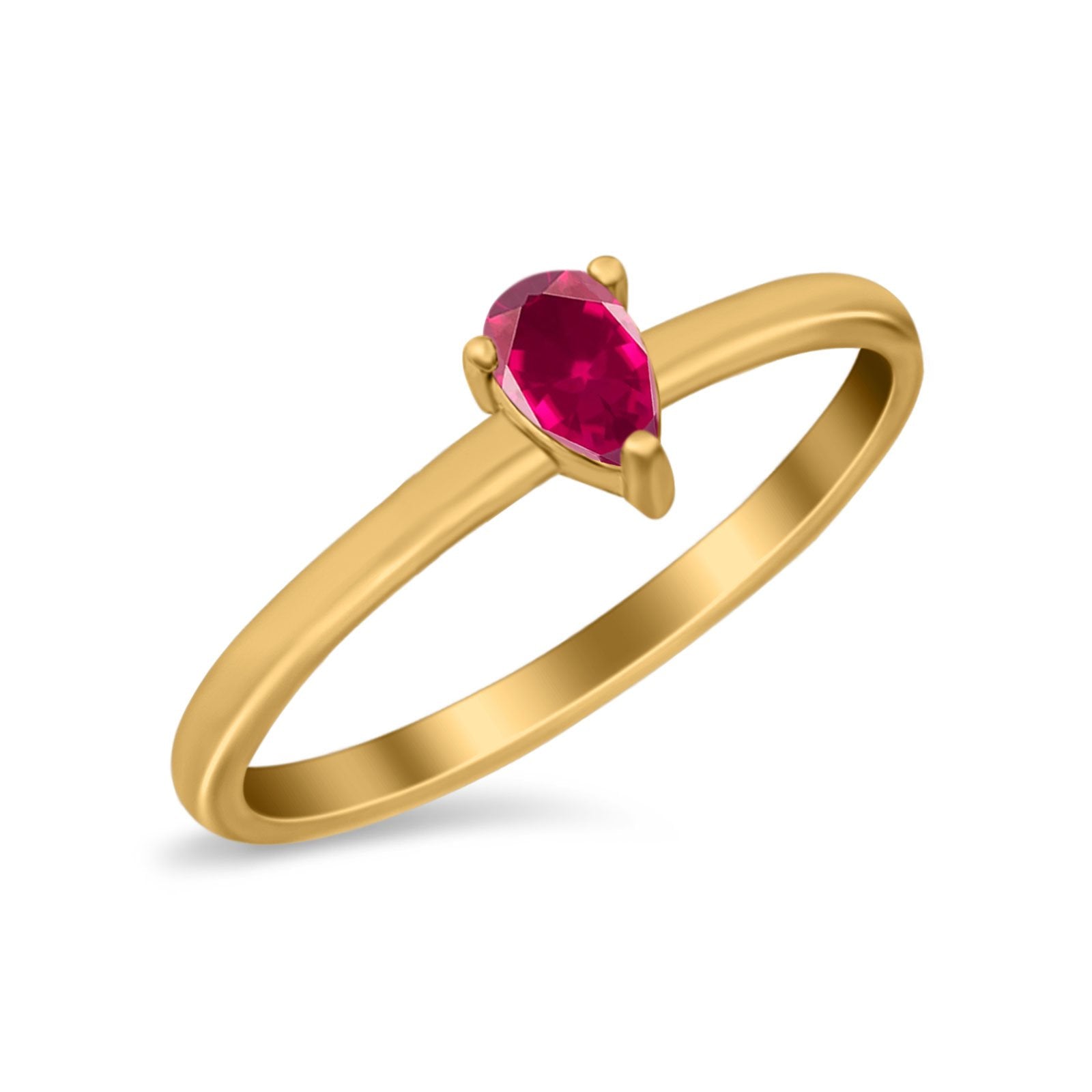 Petite Dainty Teardrop Wedding Ring Simulated Cubic Zirconia 925 Sterling Silver