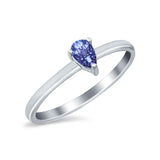 Petite Dainty Teardrop Wedding Ring Simulated Cubic Zirconia 925 Sterling Silver