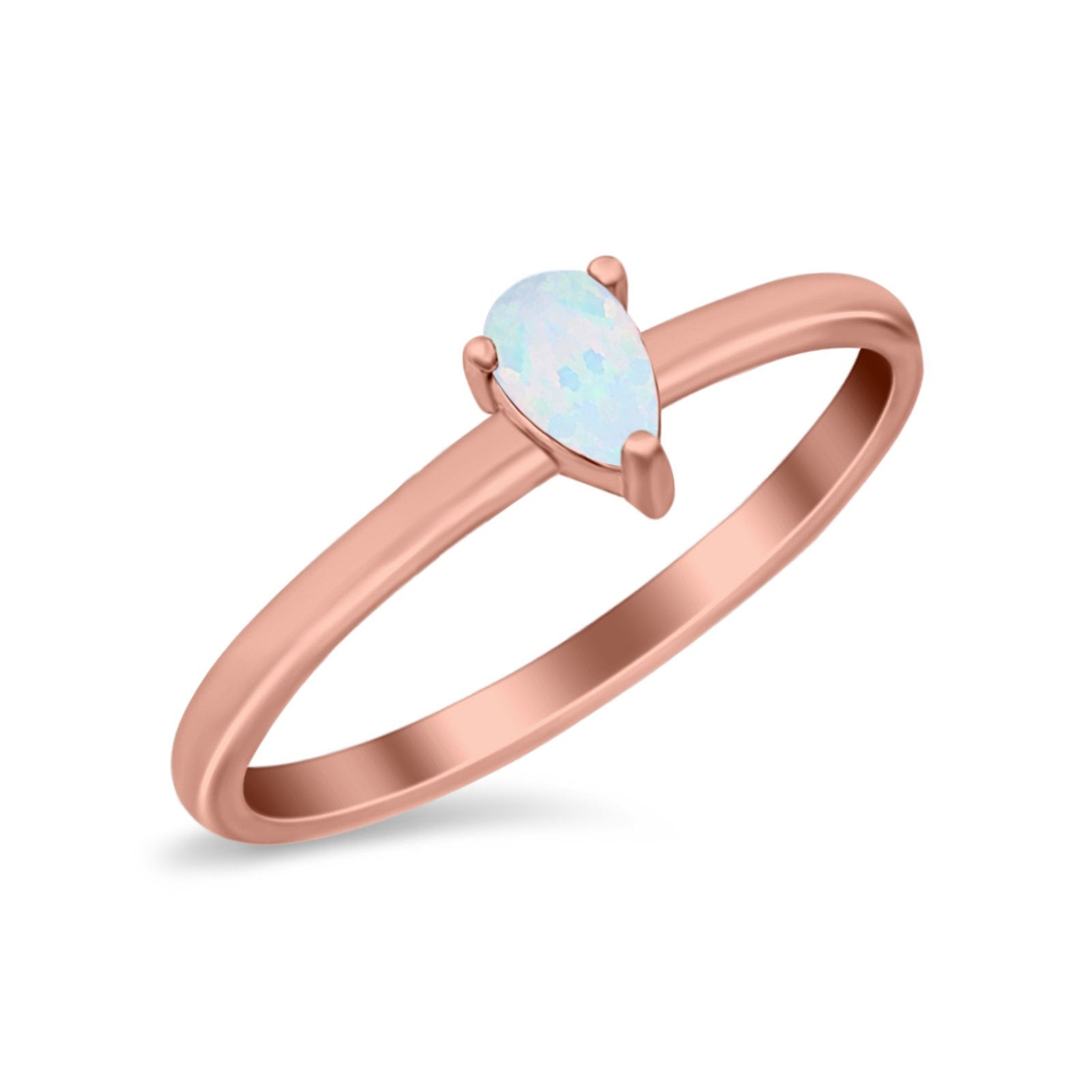 Petite Dainty Teardrop Wedding Ring Simulated Cubic Zirconia 925 Sterling Silver