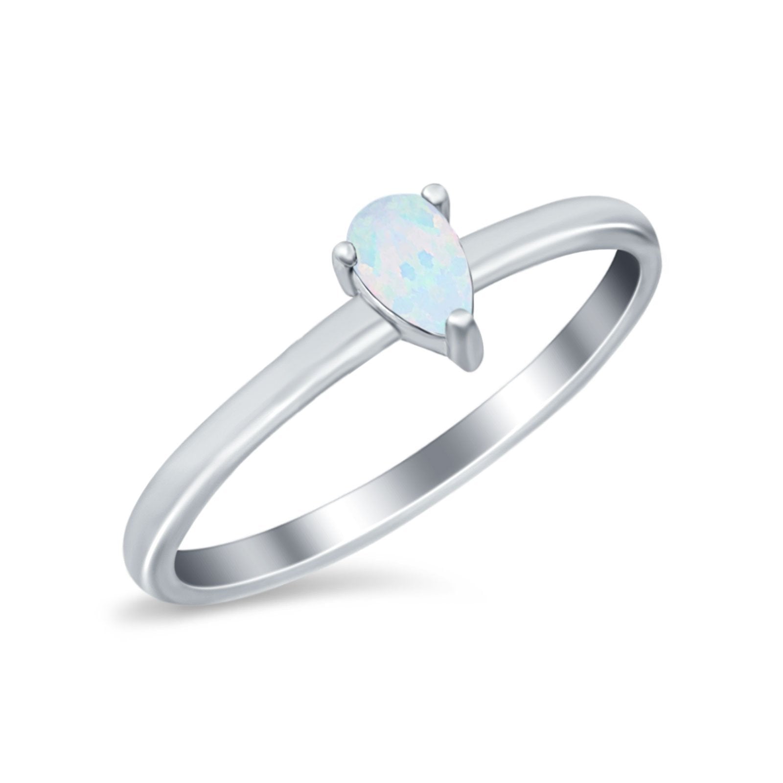 Petite Dainty Teardrop Wedding Ring Simulated Cubic Zirconia 925 Sterling Silver