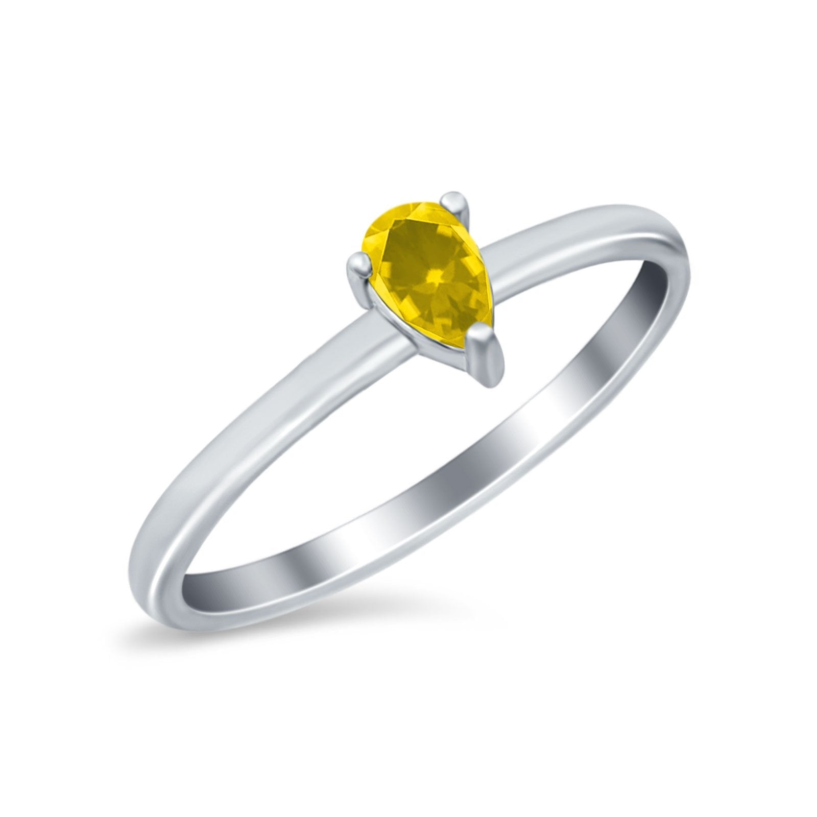 Petite Dainty Teardrop Wedding Ring Simulated Cubic Zirconia 925 Sterling Silver