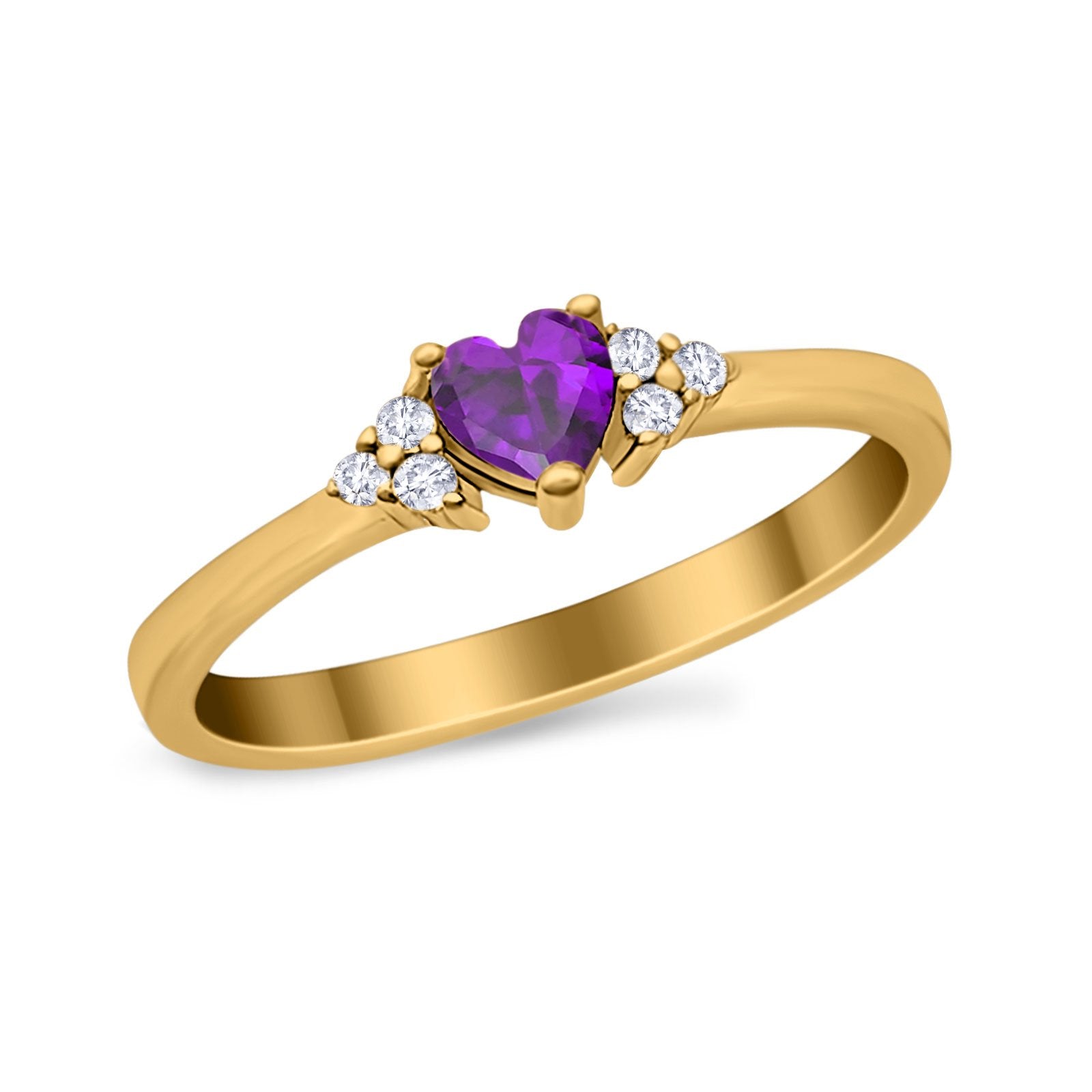 Engagement Heart Promise Ring Round Simulated Cubic Zirconia 925 Sterling Silver