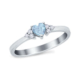 Engagement Heart Promise Ring Round Simulated Cubic Zirconia 925 Sterling Silver