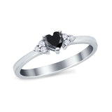 Engagement Heart Promise Ring Round Simulated Cubic Zirconia 925 Sterling Silver