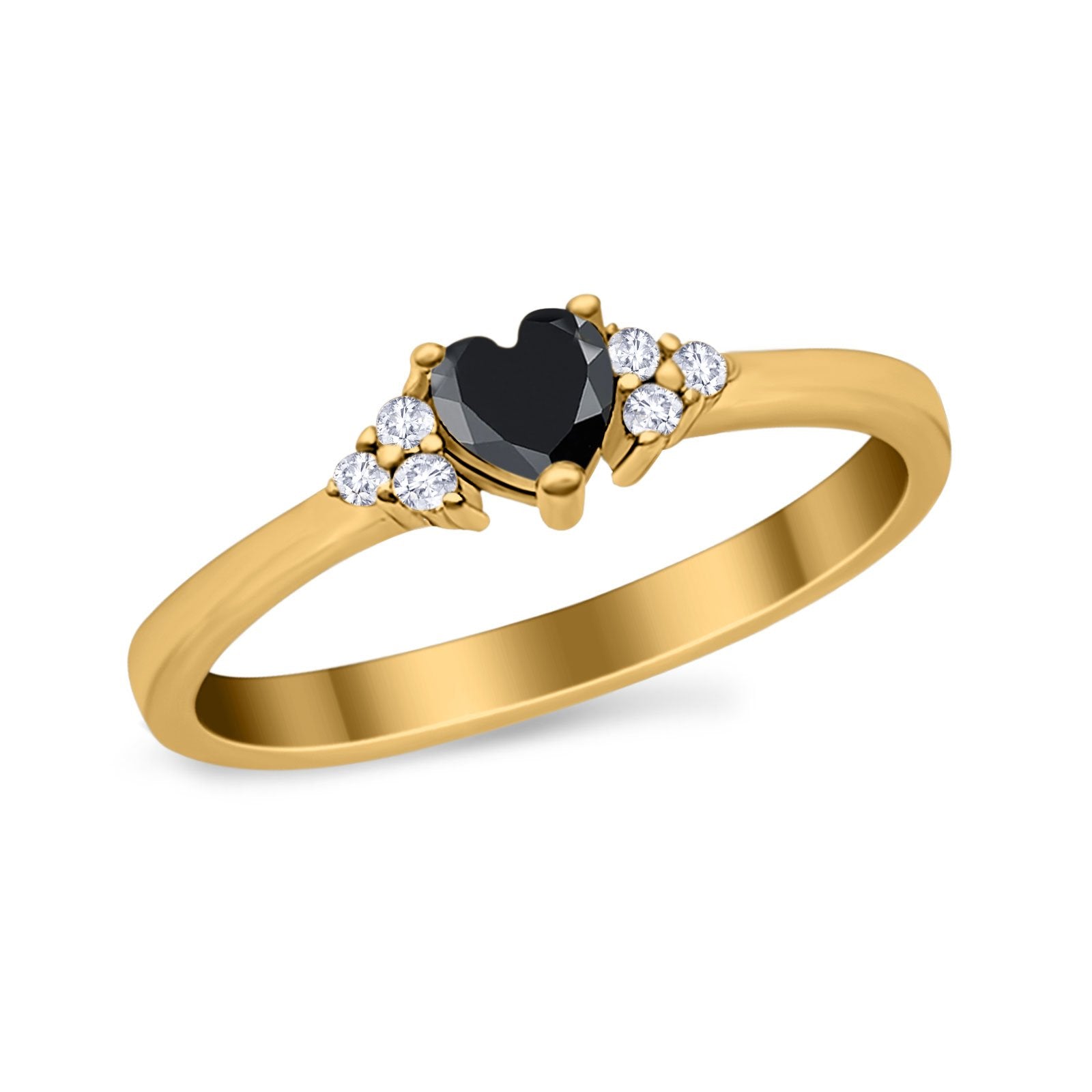 Engagement Heart Promise Ring Round Simulated Cubic Zirconia 925 Sterling Silver