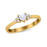 Engagement Heart Promise Ring Round Simulated Cubic Zirconia 925 Sterling Silver