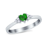 Engagement Heart Promise Ring Round Simulated Cubic Zirconia 925 Sterling Silver