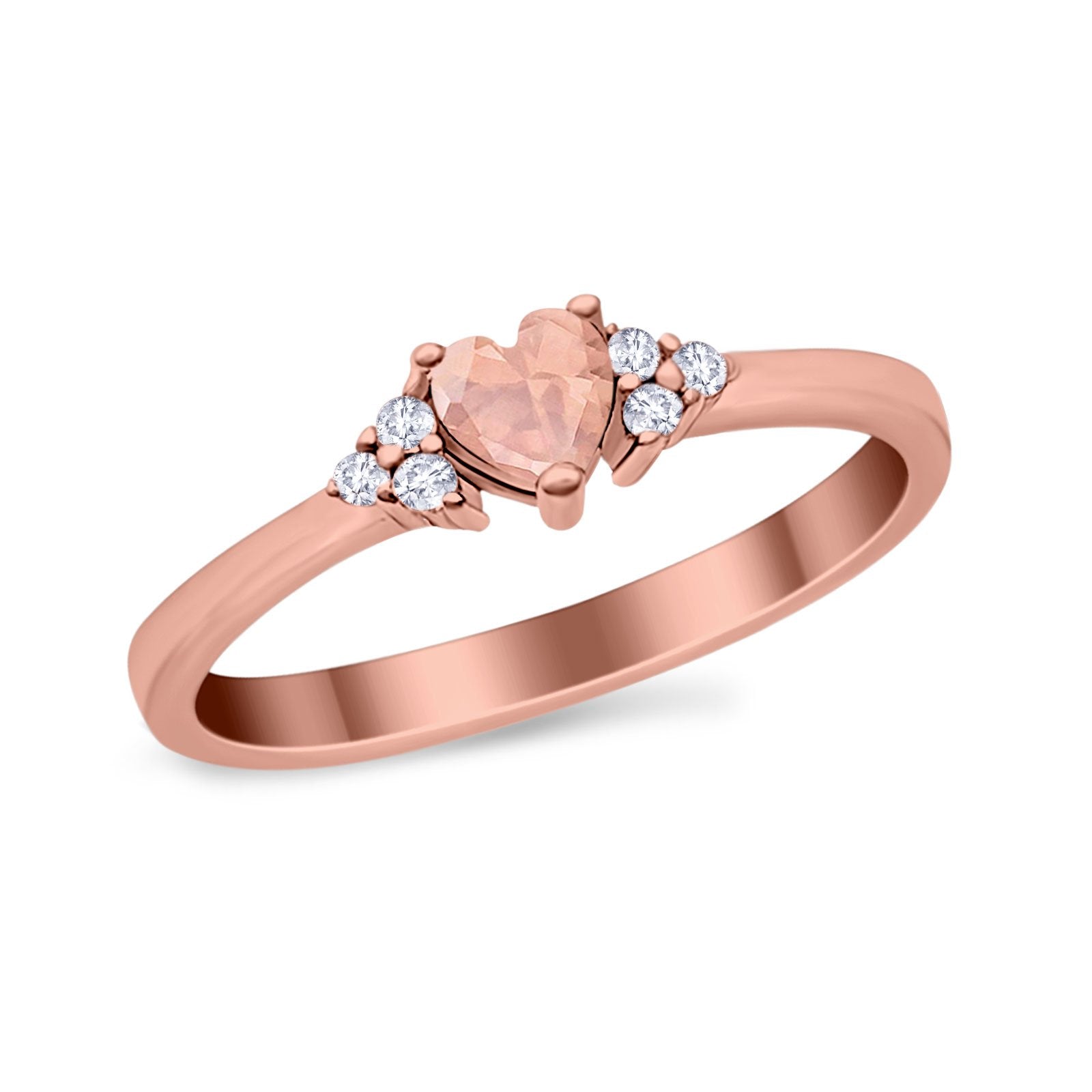 Engagement Heart Promise Ring Round Simulated Cubic Zirconia 925 Sterling Silver